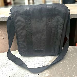 Cole Haan Crossbody Messenger Bag Adjustable strap Black Laptop Vinyl Leather